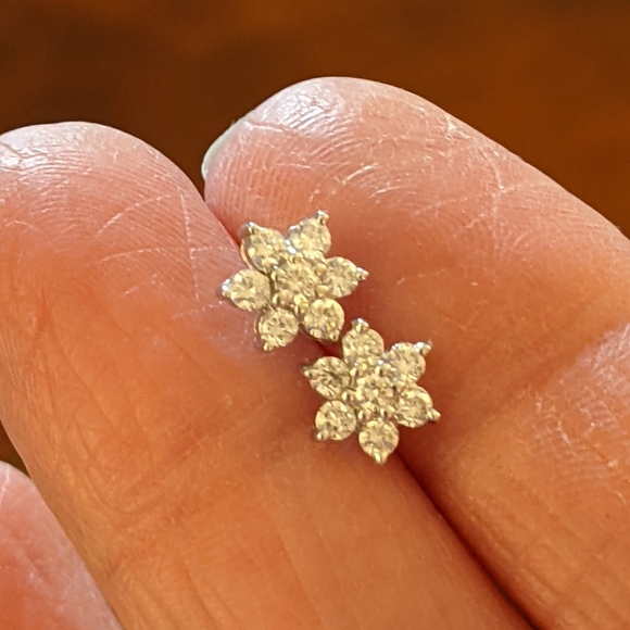 XTRA PICS - Diamond 14kt White Gold Earrings - Picture 4 of 13